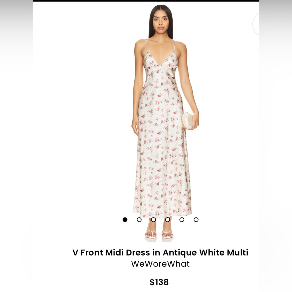 We Wore What V Front Midi Dress in Antique White Multi size 6